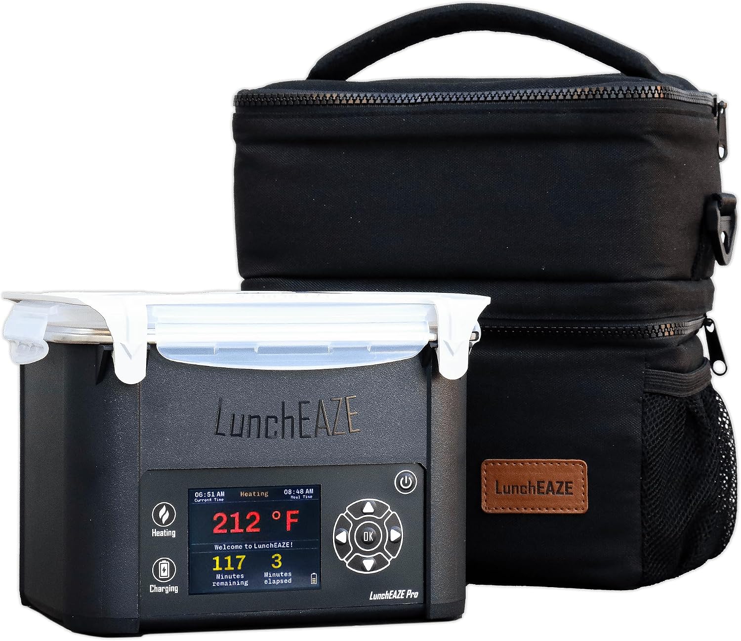 LunchEAZE Pro Cordless Heated Electric Lunch Box, Self-Heating, 4-Cup