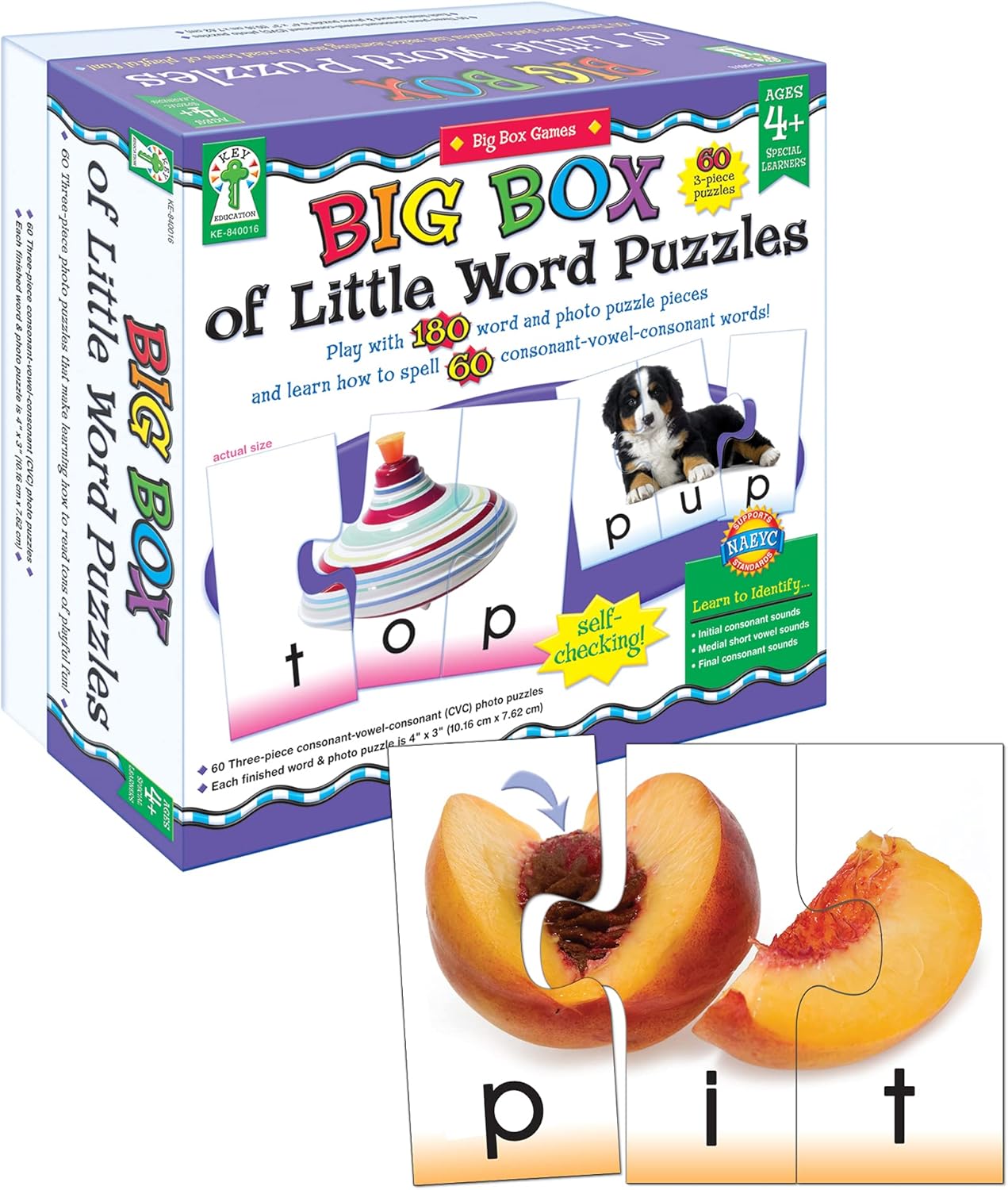 Key Education Big Box of Little Word Toddler Puzzle, Photo, CVC and Sight Words Building Games, Phonics Preschool Learning Activities for Kids Ages 4+
