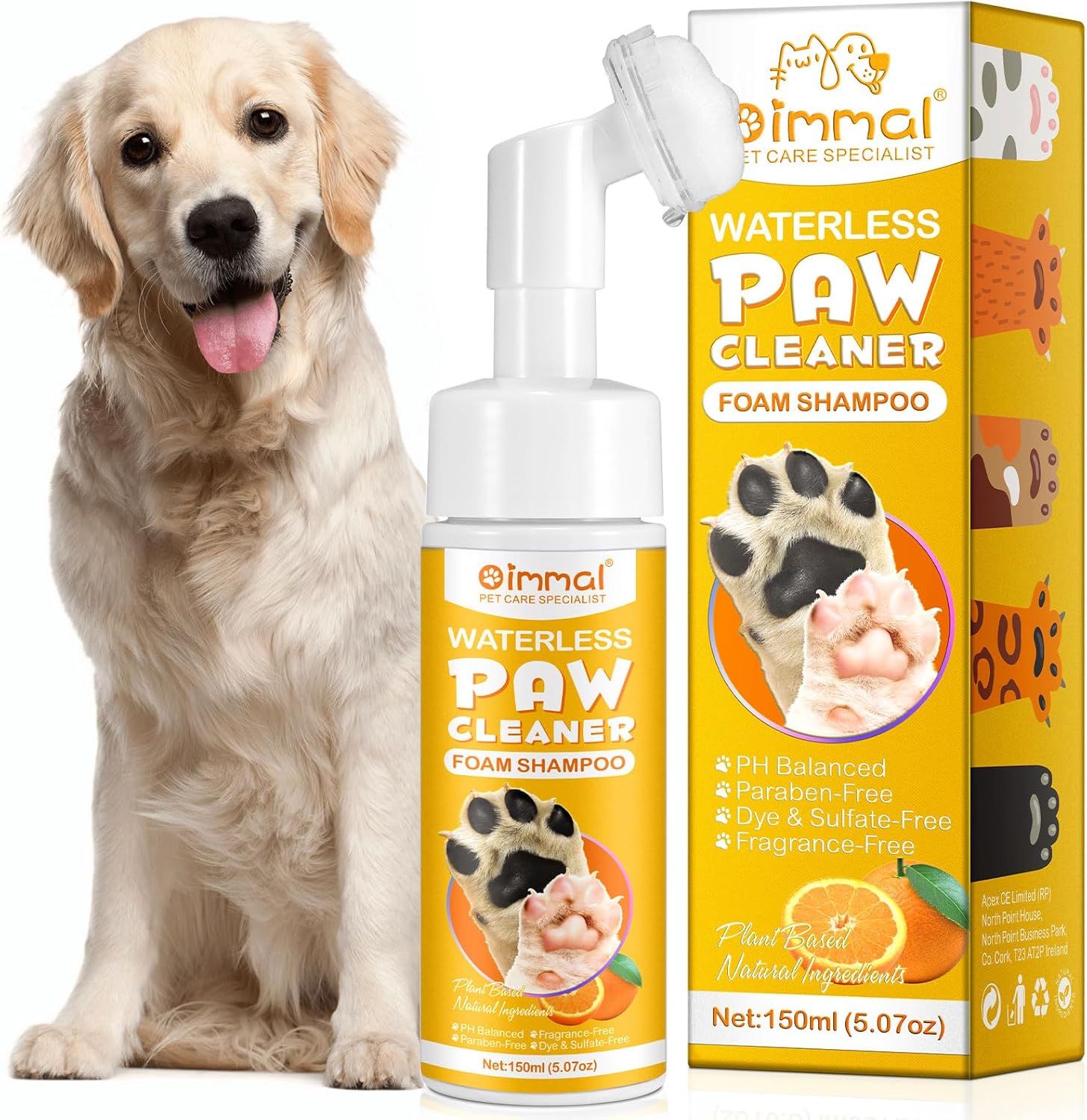 Dogs Cleaner for Paw, Pet Paw Cleaner Foam for Dogs, Dogs Paw Pad Cleaner No-Rinse Waterless Dog Shampoo Cats Feet Cleaning with Silicone Brush Easy Quickly Clean Paws for Pets