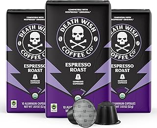 Death Wish Coffee, Espresso Roast Capsules Compatible with Nespresso Original Machines