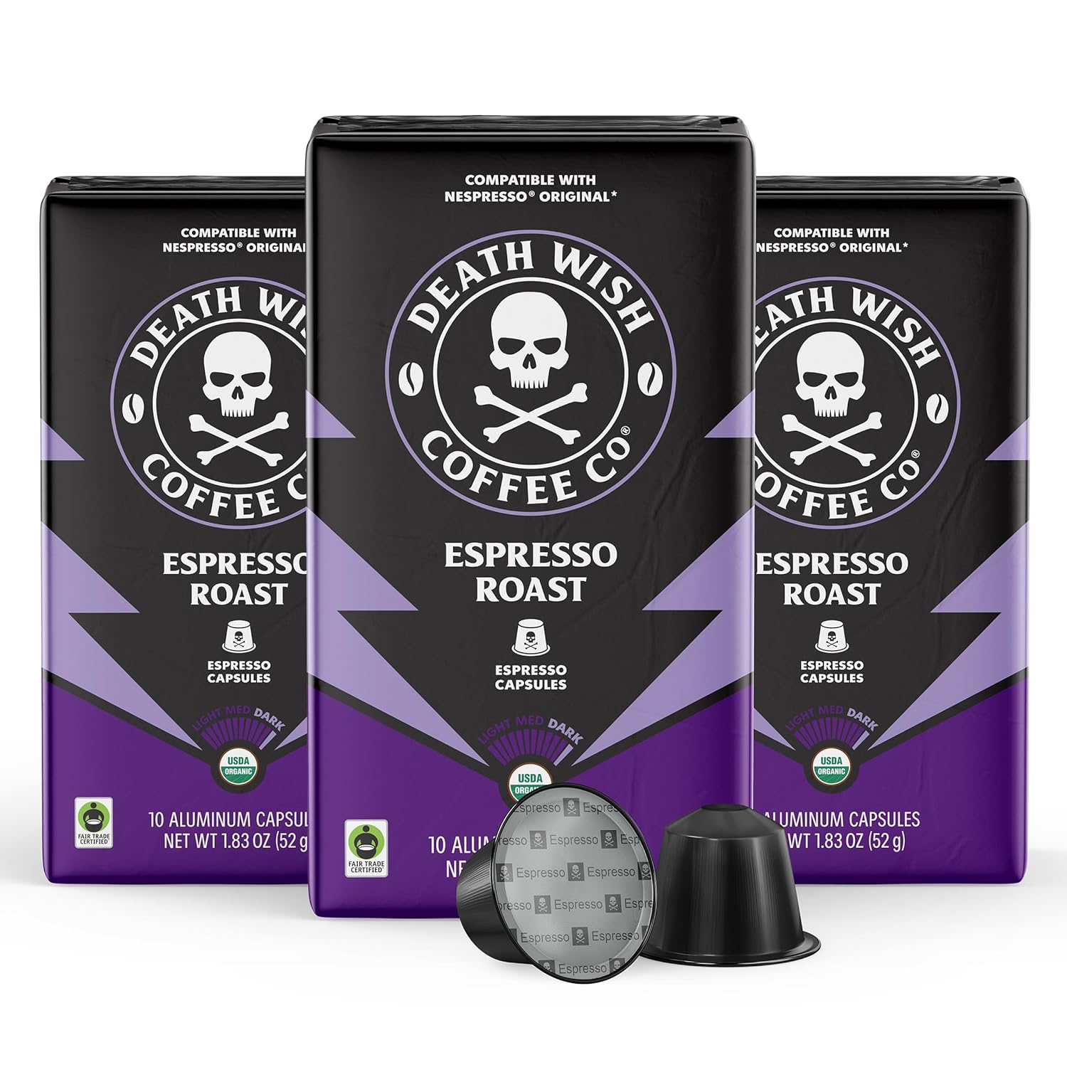 Death Wish Coffee, Espresso Roast Capsules Compatible with Nespresso Original Machines