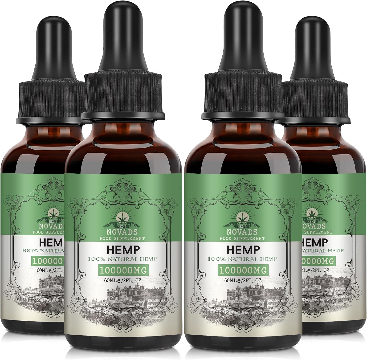 Premium Oil - 100000mg High Potency Natural Oil, Rich in Omega 3-6-9 and Vitamin C & E, Vegan, Enhanced Purity, 60ml (Pack of 4)