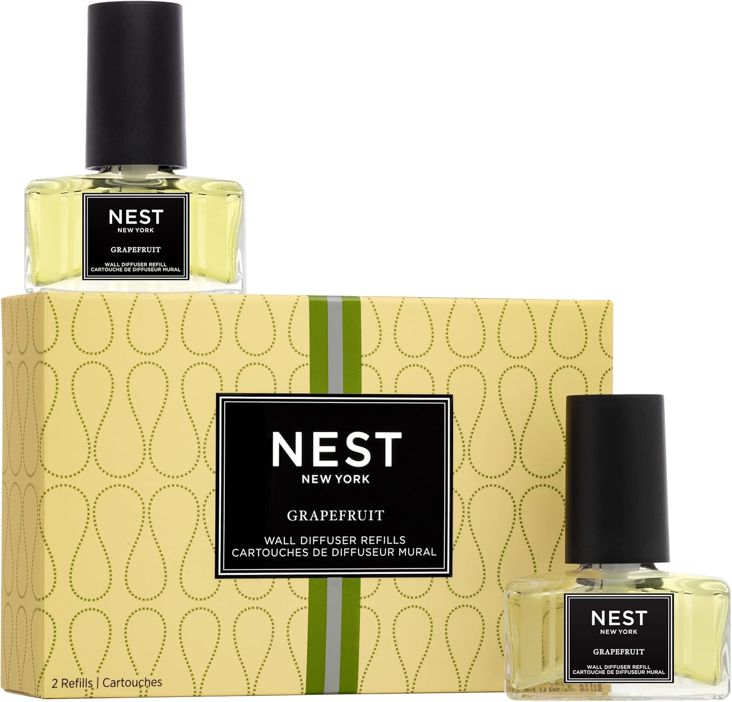 NEST New York Wall Diffuser Refill Vials, Grapefruit - Set of 2 - Up to 60 Days of Continuous Scent - Cruelty Free, Vegan - Made in USA