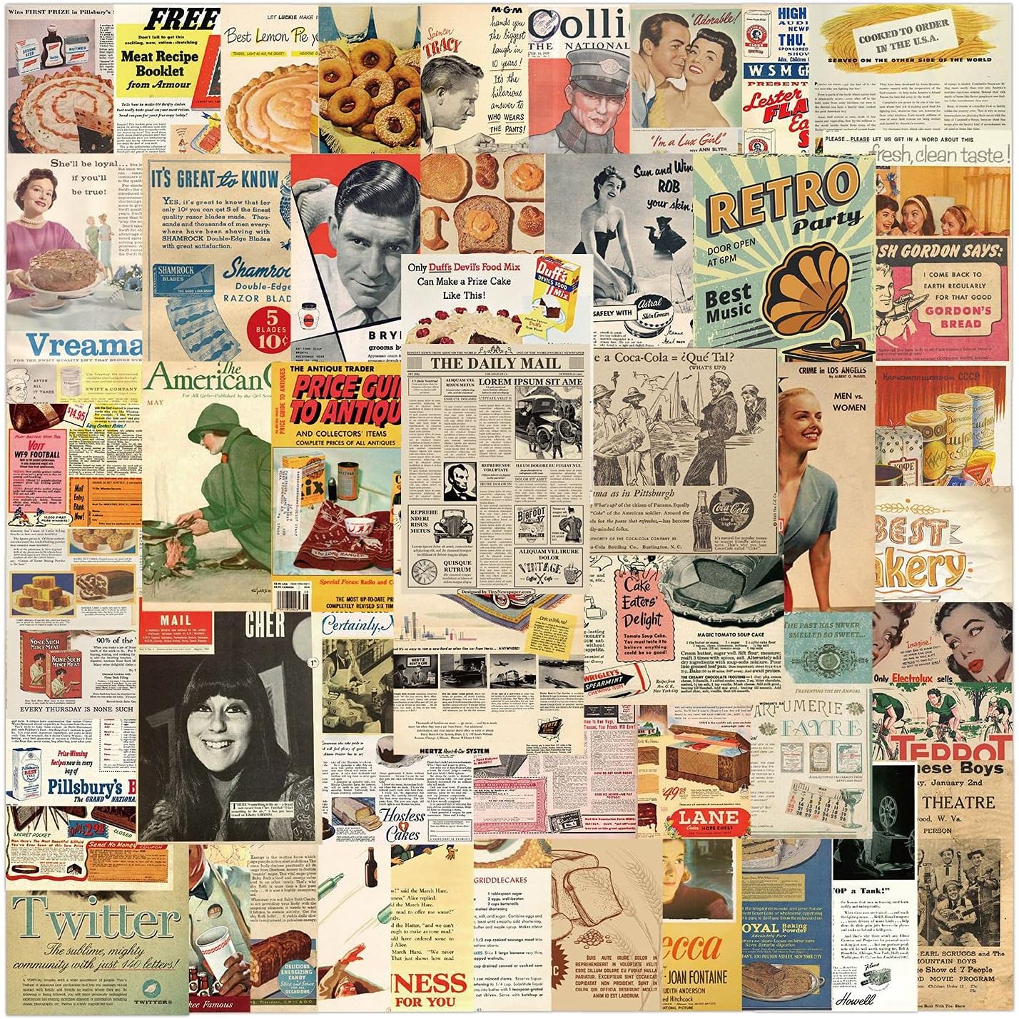 50 Pcs Art Stickers Aesthetic Waterprof Vinyl Sticker for Laptop Water Bottle Adults Kids Teens Girls Boys (sl-Retro Poster)