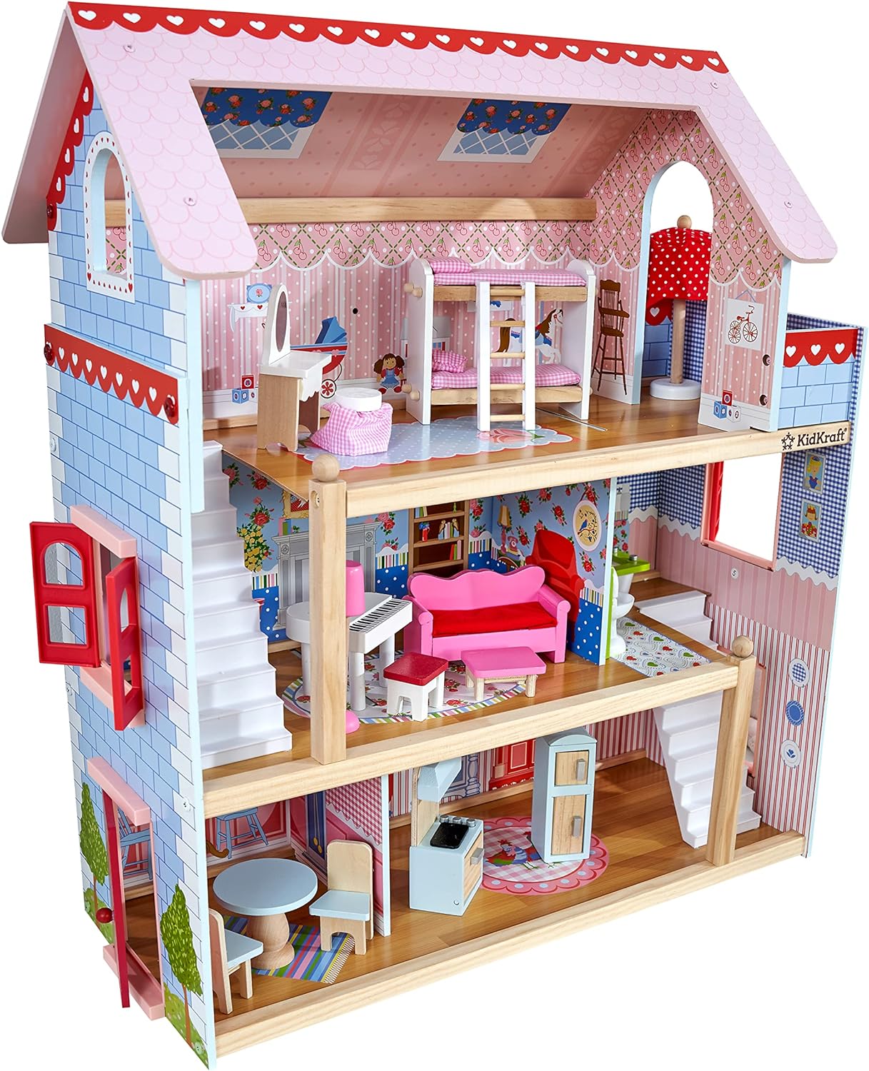 KidKraft Chelsea Cottage Wooden Dolls House with Furniture and Accessories Included, Play Set for Miniature Dolls, Dollhouse for Mini Dolls, Kids' Toys, 65054 - Amazon Exclusive
