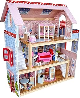 KidKraft Chelsea Doll Cottage Wooden Dollhouse with 16 Accessories, Working Shutters, for 5-Inch Dolls