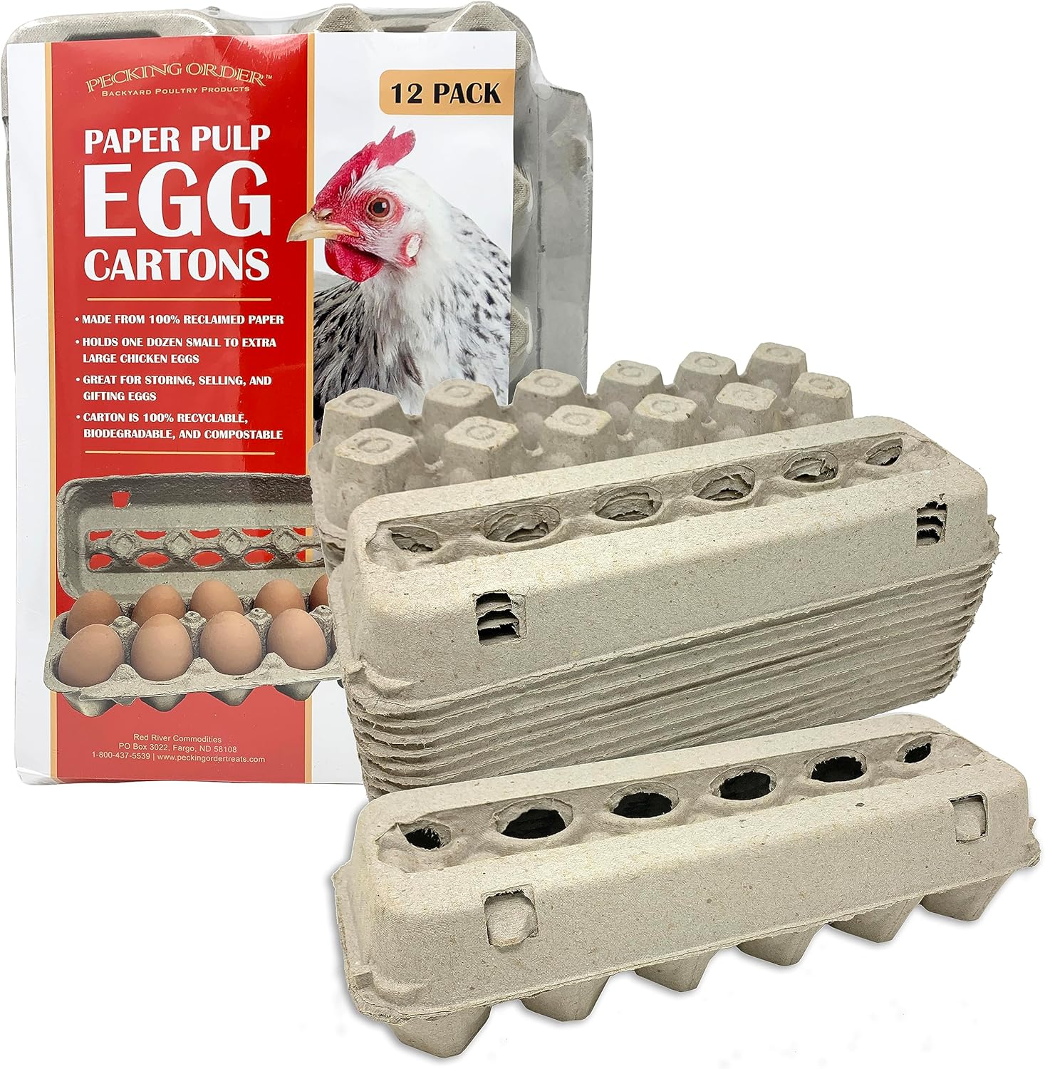 Pecking Order Paper Pulp Egg Cartons - 12 Pack Grey