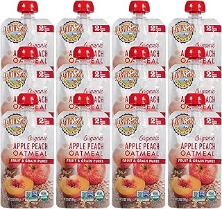 Earth's Best Organic Stage 2 Baby Food, Apple and Peach Oatmeal, 3.5 oz Pouch (Pack of 12)