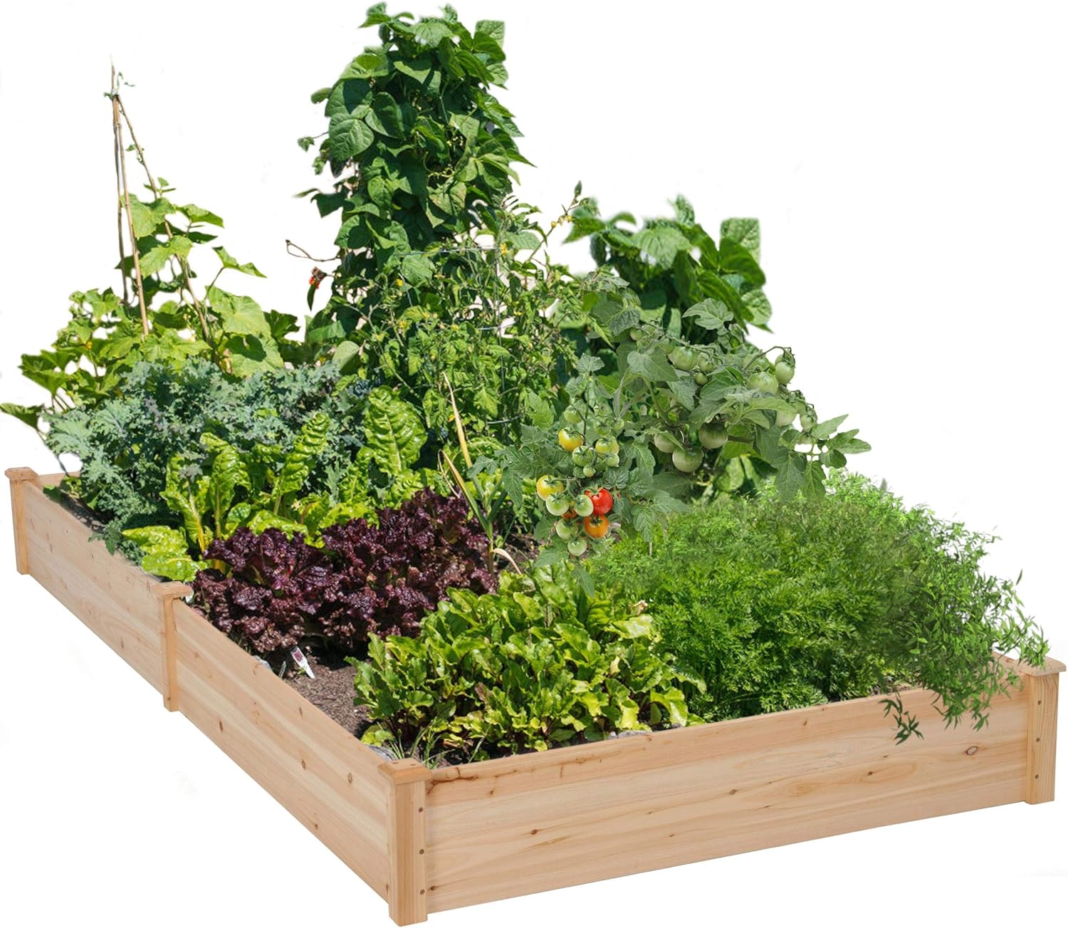 Yaheetech 8 x 4ft Wooden Horticulture Raised Garden Bed Divisible Elevated Planting Planter Box for Flowers/Vegetables/Herbs in Backyard/Patio Outdoor, 234.5 x 120.5 x 25.2 cm