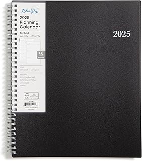 Blue Sky 2025 Weekly and Monthly Planner, January - December, 8.5" x 11", Flexible Cover, Laminated Tabs, Wirebound, Enterprise