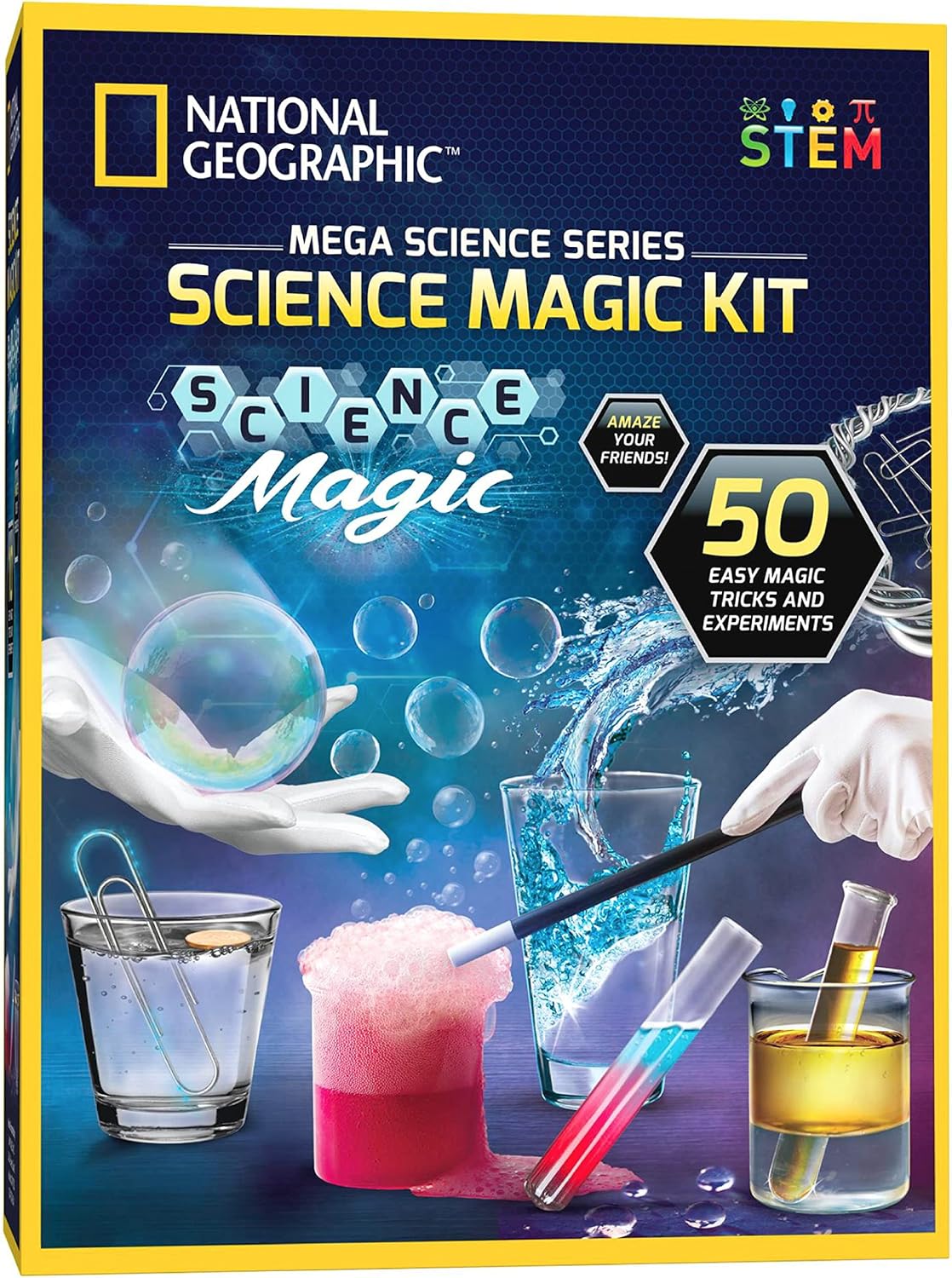 National Geographic Science Magic Kit - Science Kit for Kids with 50 Unique Experiments and Magic Tricks, Chemistry Set and STEM Project, A Great Gift for Boys and Girls