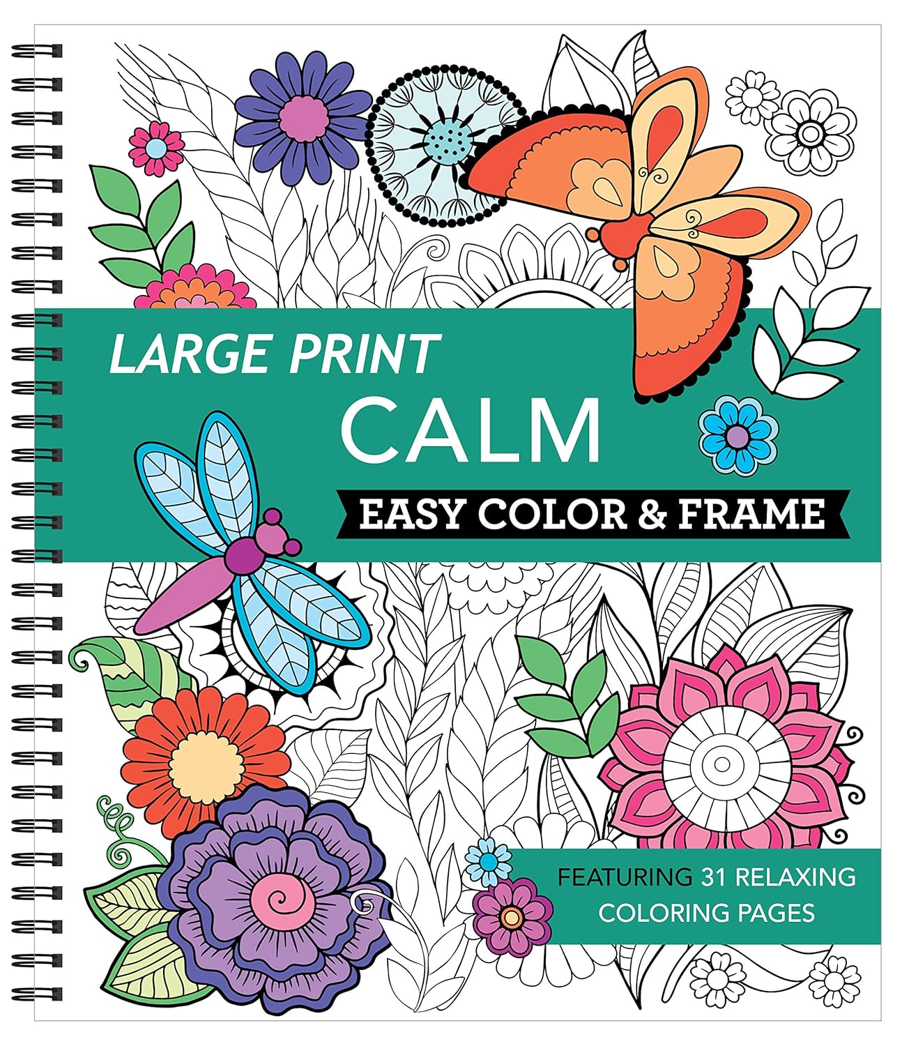 Large Print Easy Color & Frame - Calm (Stress Free Coloring Book)