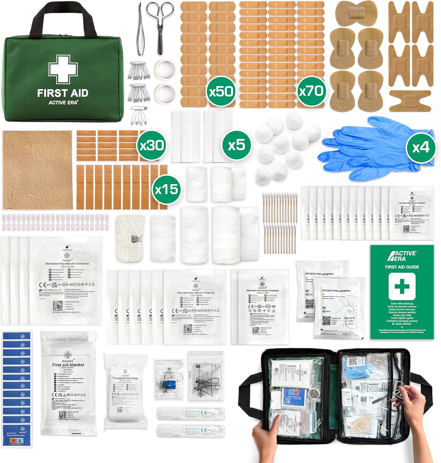 320 Piece Premium First Aid Kit Bag - Includes Eyewash, 2 x Cold (Ice) Packs and Emergency Car Blanket for Home, Office, Caravan, Workplace, Travel