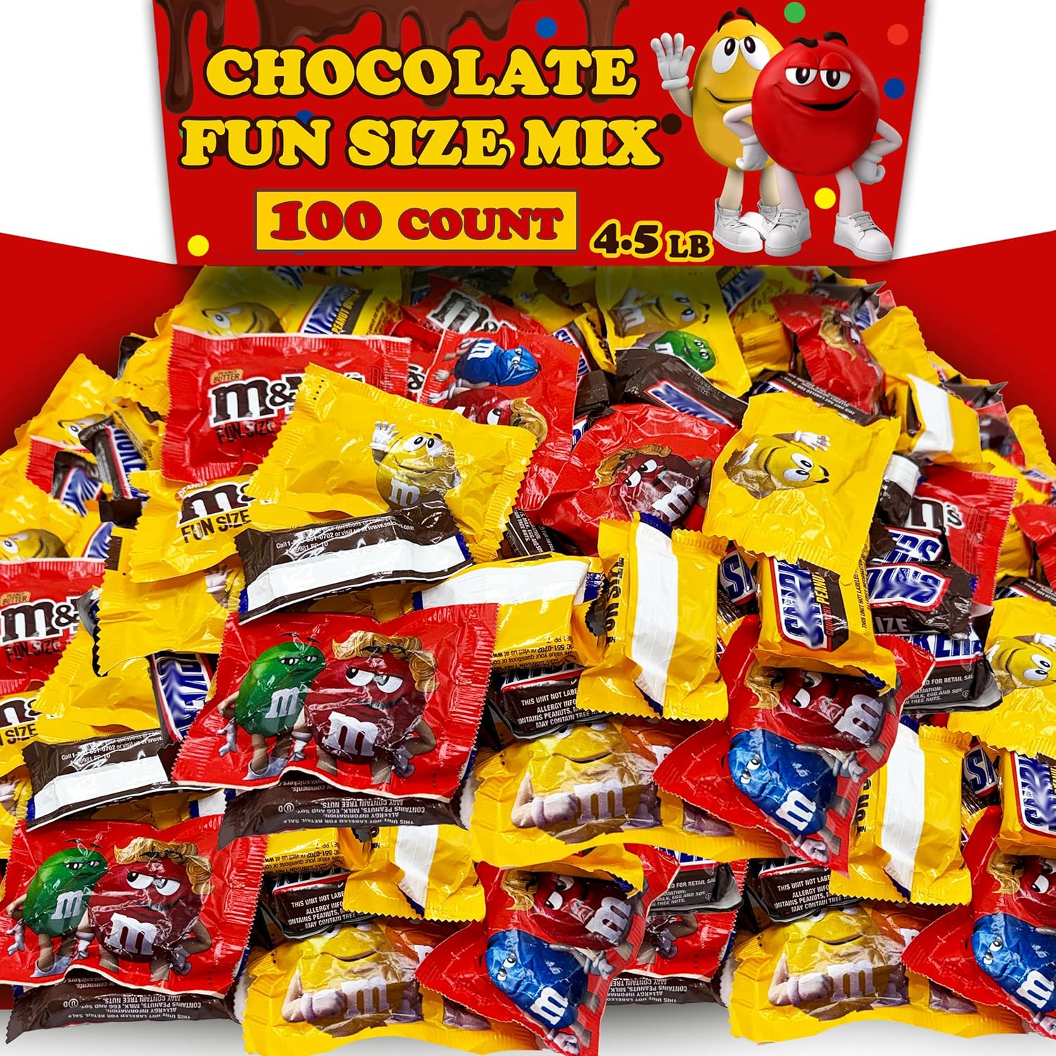 Bulk Chocolate Candy Assortment Mix, 4.5 Lbs, Mars Fun Size Candy Bars Variety Party Pack, Individually Wrapped Assorted Peanut Butter and Milk Chocolate Candies for Office, Party and Snacking