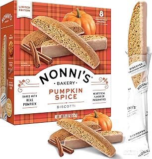 Nonni's Pumpkin Spice Biscotti - Pumpkin Cookies - Pumpkin Biscotti w/Blend of Spices & Dipped in Cinnamon Icing - Individually Wrapped Pumpkin Spice Cookies - Kosher Coffee Cookies - 6.88 oz