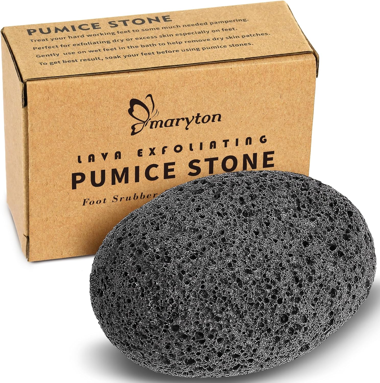 Maryton Natural Pumice Stone for Feet - Lava Foot Exfoliator Scrubber Pedicure Tools, Dead Skin Corn Callus Remover for Feet and Hands, 1 Count
