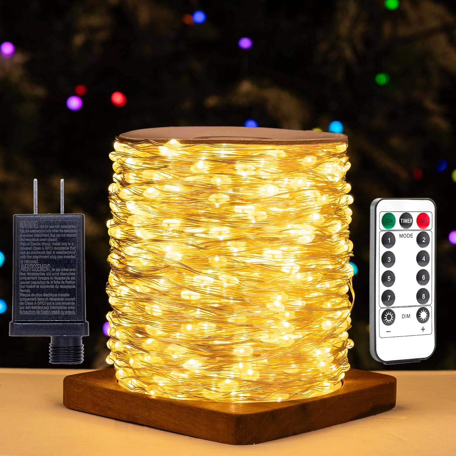 Fairy Lights Plug in,400FT 1200 LEDs Waterproof String Lights,LED Lights Stirp with Remote 8 Modes for Indoor Outdoor Christmas Wedding Birthday Patio Garden Decoration,Warm White