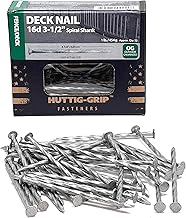 Huttig-Grip Fence Deck Nails 3-1/2 inches 16d for Wood Decking HGN16OGSTDK1 Spiral Shank Outdoor Galvanized Finish, 1 lb Pack of 52 Nails, Silver