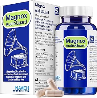 MAGNOX® AudioGuard Magnesium Supplement for Tinnitus Treatment | Tinnitus Relief for Ringing Ears | Natural Magnesium Complex | Dead Sea Minerals | High Absorption Magnesium | 60 Capsules
