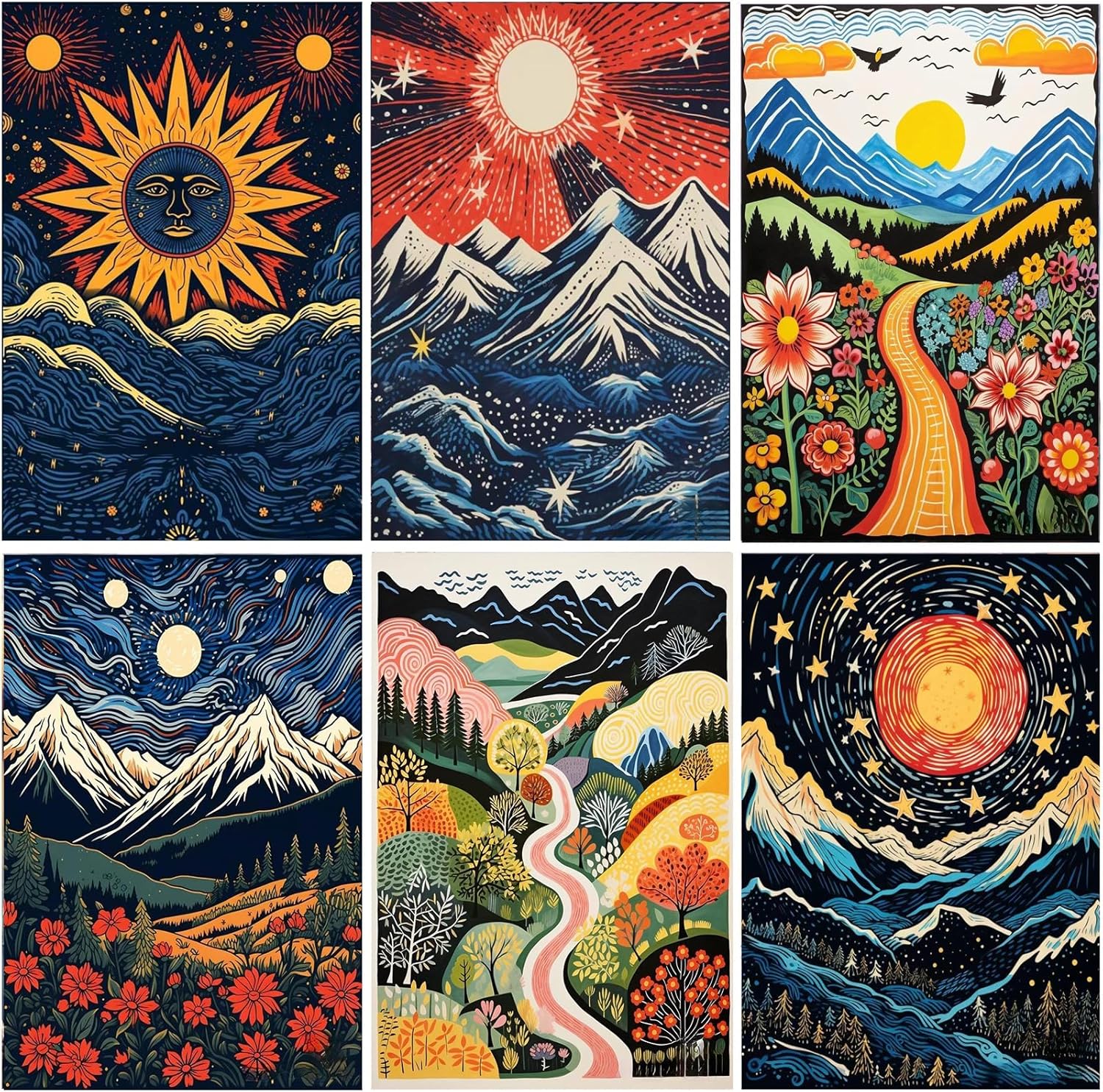 DOTSOPS Diamond Painting Kits Art Adults Painting Kit Crafts DIY 5D Diamond Art Packs Kits Full for Adults Beginner Home Wall Decoration Gift 11.8x15.7 Inches (6 Pack Landscape Abstract)