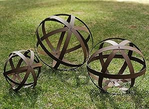 BSTGIFTS Metal Garden Spheres, Metal Band Decorative Spheres, Metal Folding Orb Garden Ball, Sets of 3
