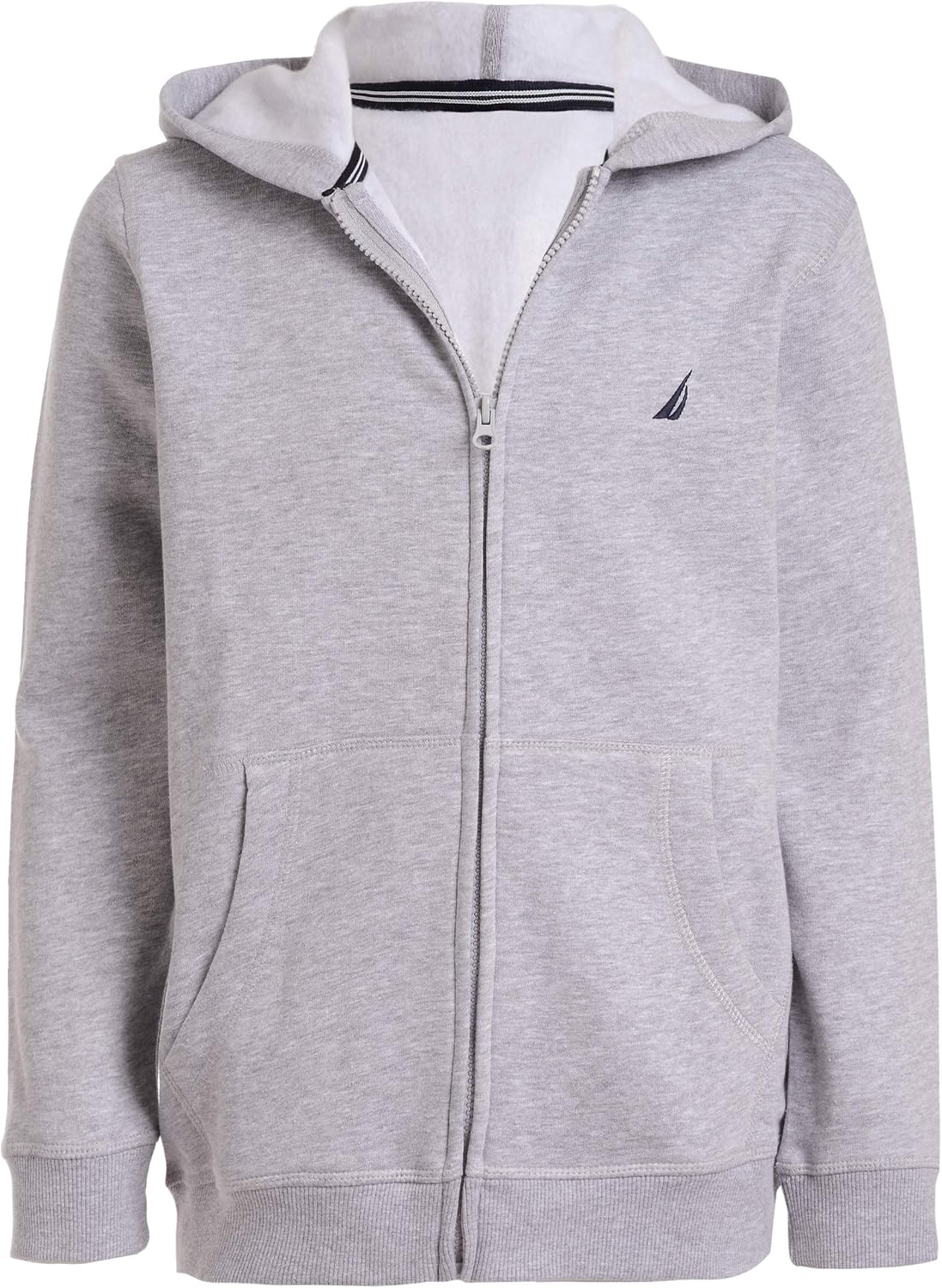 Nautica boys Zip Up Hoodie Sweatshirt, Signature Logo Design, Kangaroo Pockets, Made With Lightweight Fleece