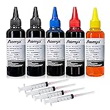 Aomya 500ml Universal Dye Ink Refill Kit for HP Canon Epsn Brother Lexmark Printers Compatible Cartridges Refillable Cartridge CISS CIS System 4 Color Set with 4 Free Syringes (2BK, C, M, Y)