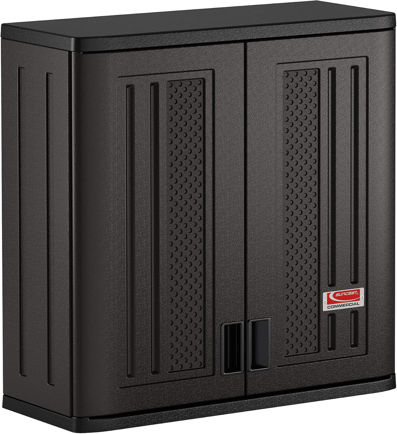 Suncast Commercial 4 Cubic Ft. Heavy-Duty Resin Wall Cabinet with Adjustable Metal-Reinforced Shelf, and Lockable Handles for Indoor and Outdoor Storage, Black, Made in the USA