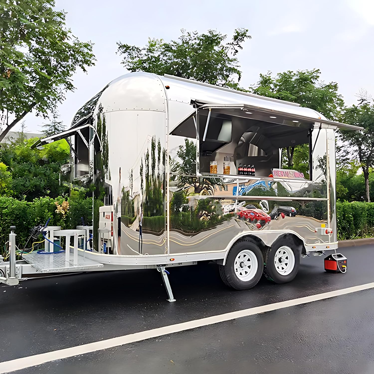 Mobile Mirror Food Truck DIY Concession Trailers for Sale Fast Food Mirror Trailer Truck with Commercial Equipment Food Vending Cart Deposit Advance Payment