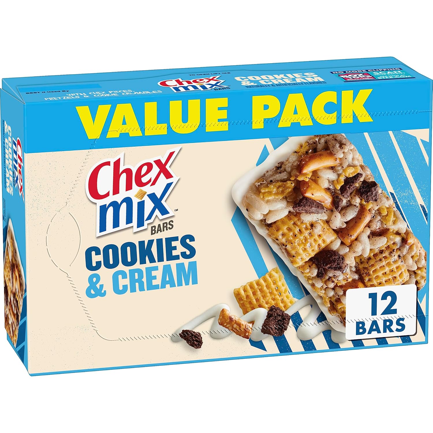 Chex Mix Cookies and Cream Flavored Treat Bar, Value Pack, 12 Bars, 13.56 oz