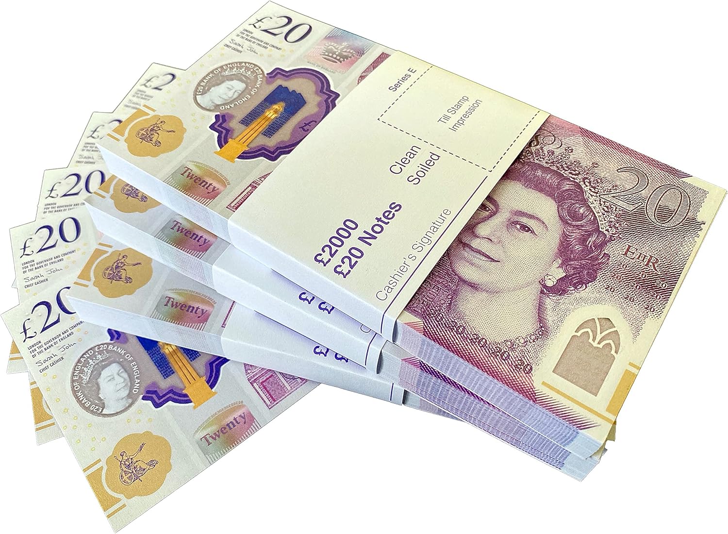 Big Screen Stacks | New Edition x 3 Stacks of £20 Prop Money Pounds | Made by UK Industry Award Winners | £6,000 in Pretend Bank Notes | Compliant with Bank Of England