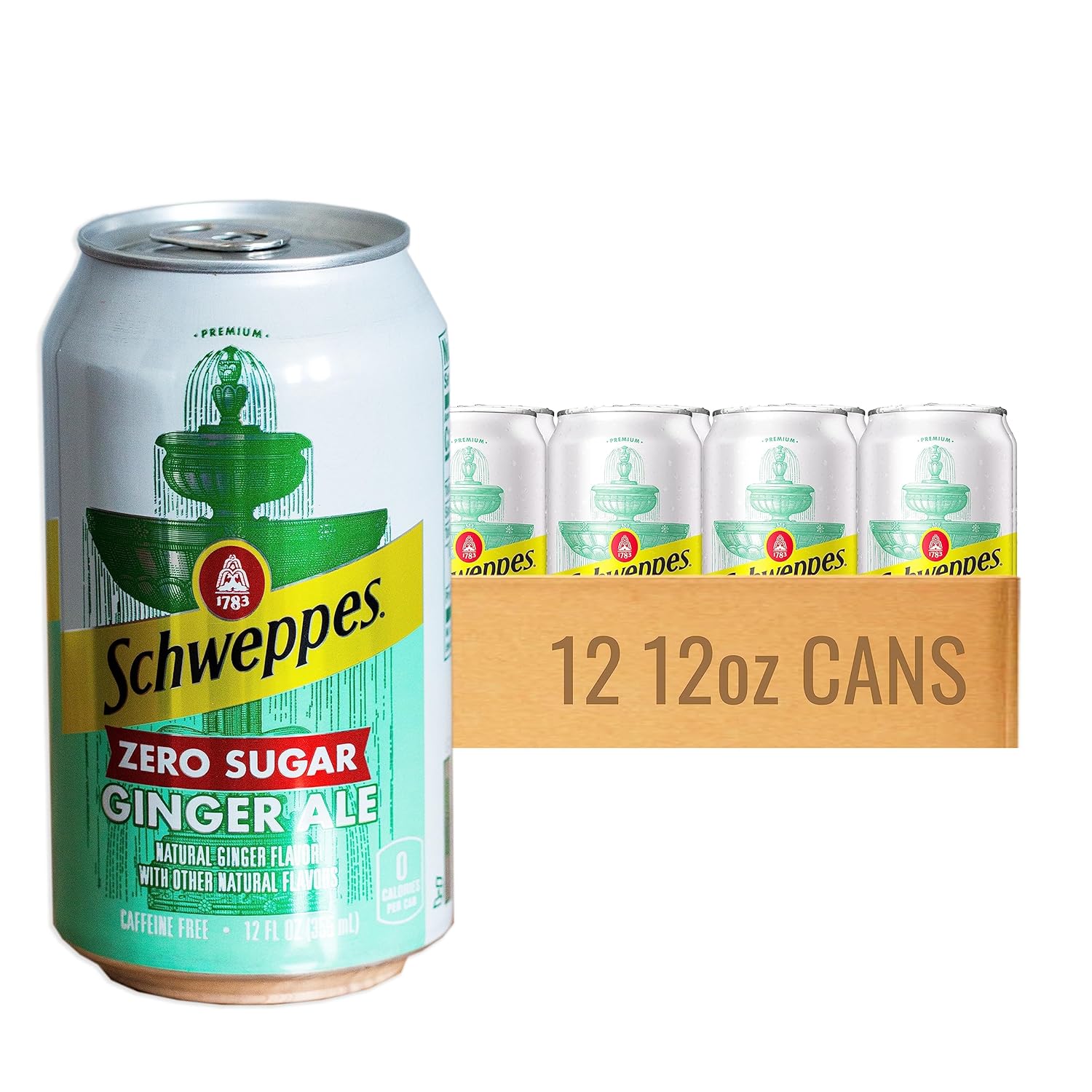 Schweppes Zero Sugar Ginger Ale - Refreshing, Crisp, Delicious - 12, 12oz Cans
