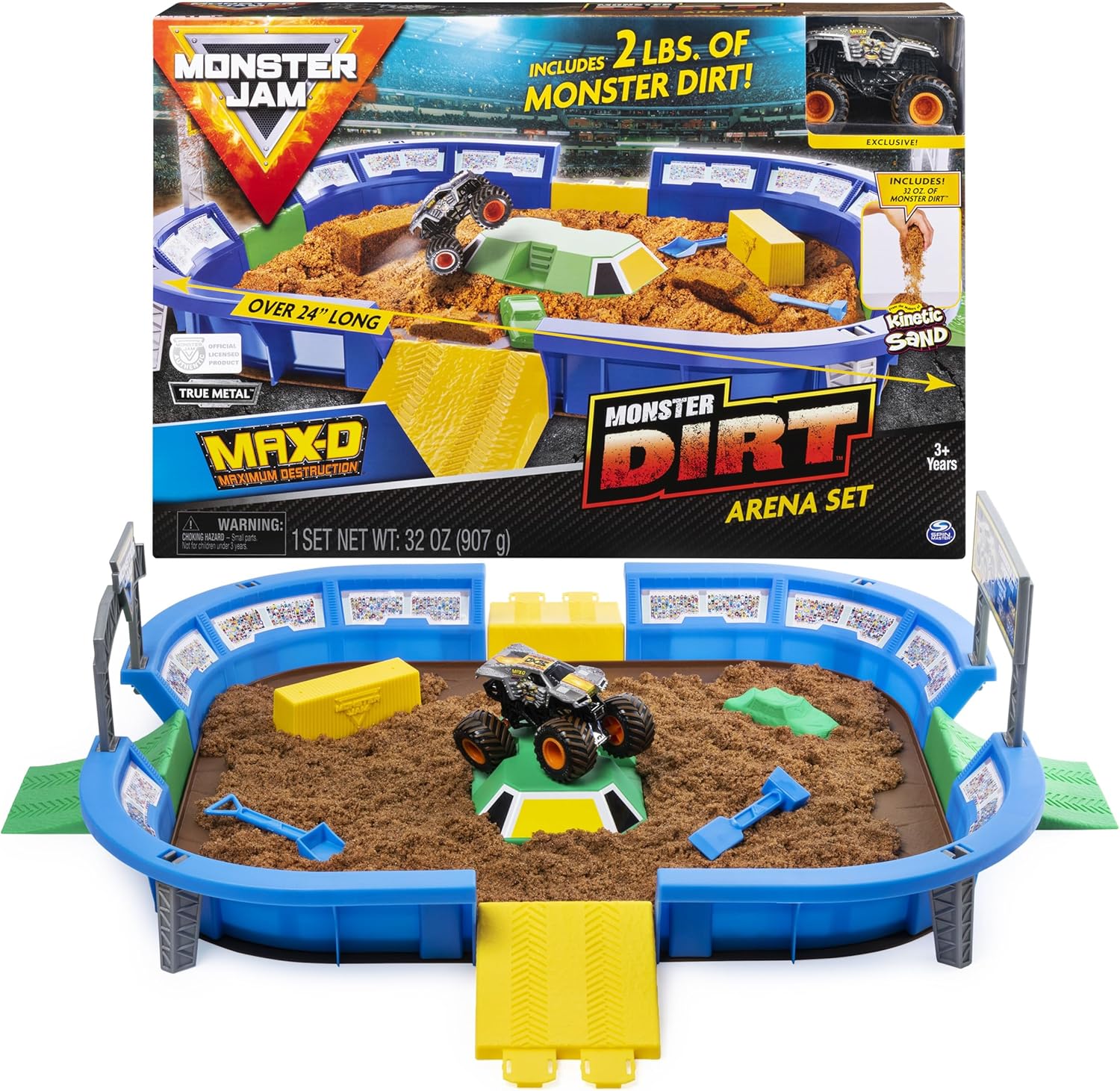 Monster Jam Monster Dirt Arena 61-cm Playset with 907.2 g of Monster Dirt and Exclusive 1:64 Scale Die-Cast Truck