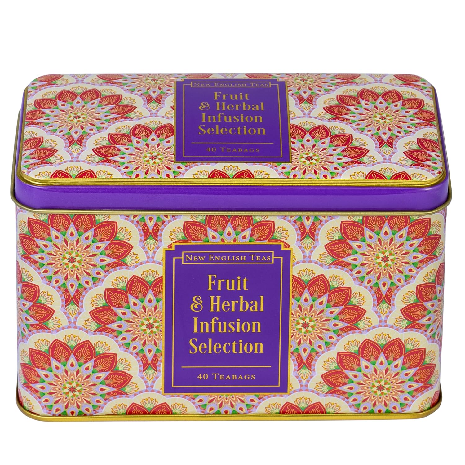 New English Teas Fruit and Herbal Tea in Tin with 40 Teabags - Rosehip & Hibiscus, Peppermint, Chamomile & Black Tea with Lemon & Ginger