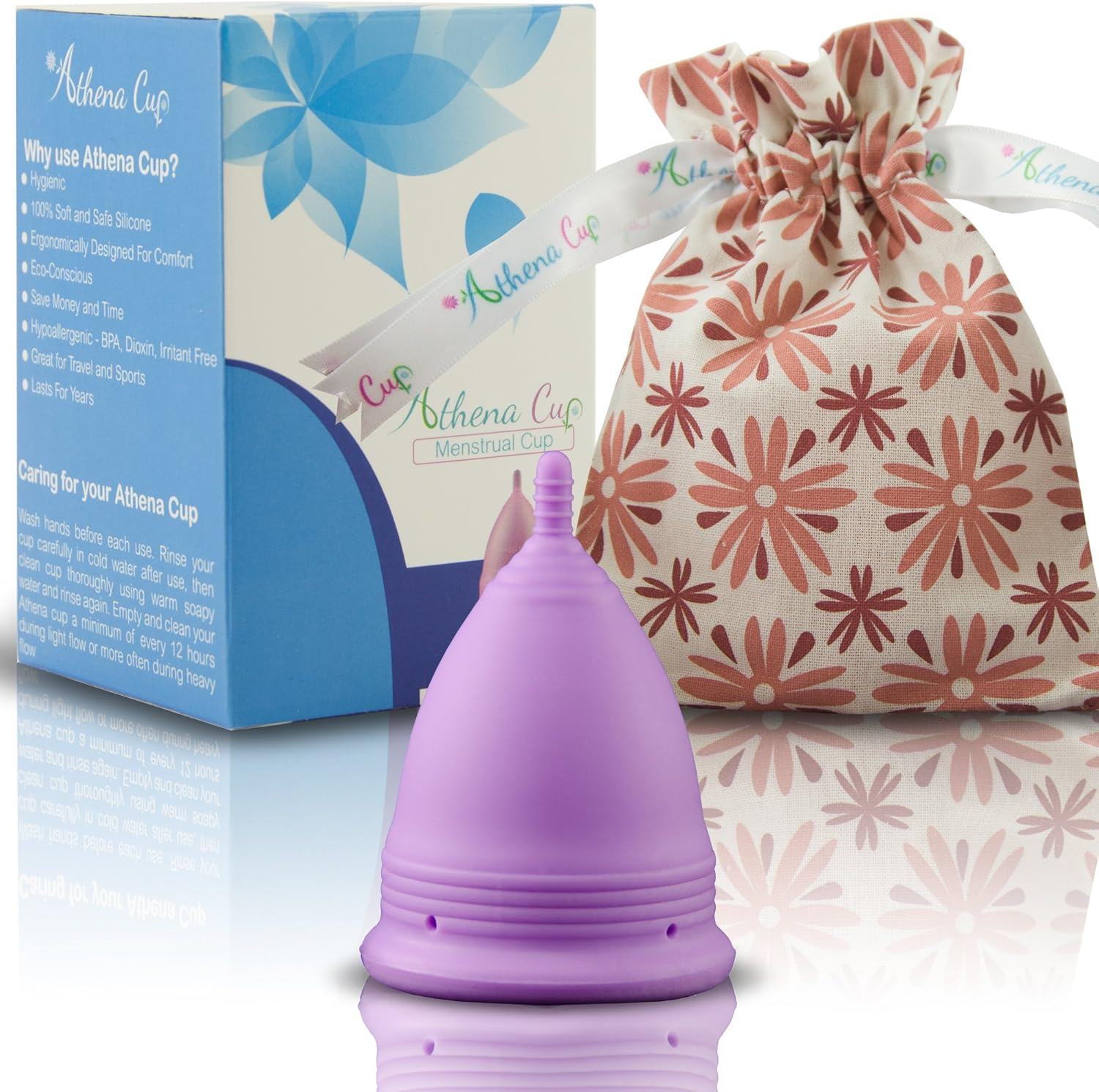 Athena Menstrual Cups - Small - The Original Softer Reusable Period Cups for Women – for Light to Regular Flow – No Shift Menstruation Cup with Form Fit Rim for Easy Insertion
