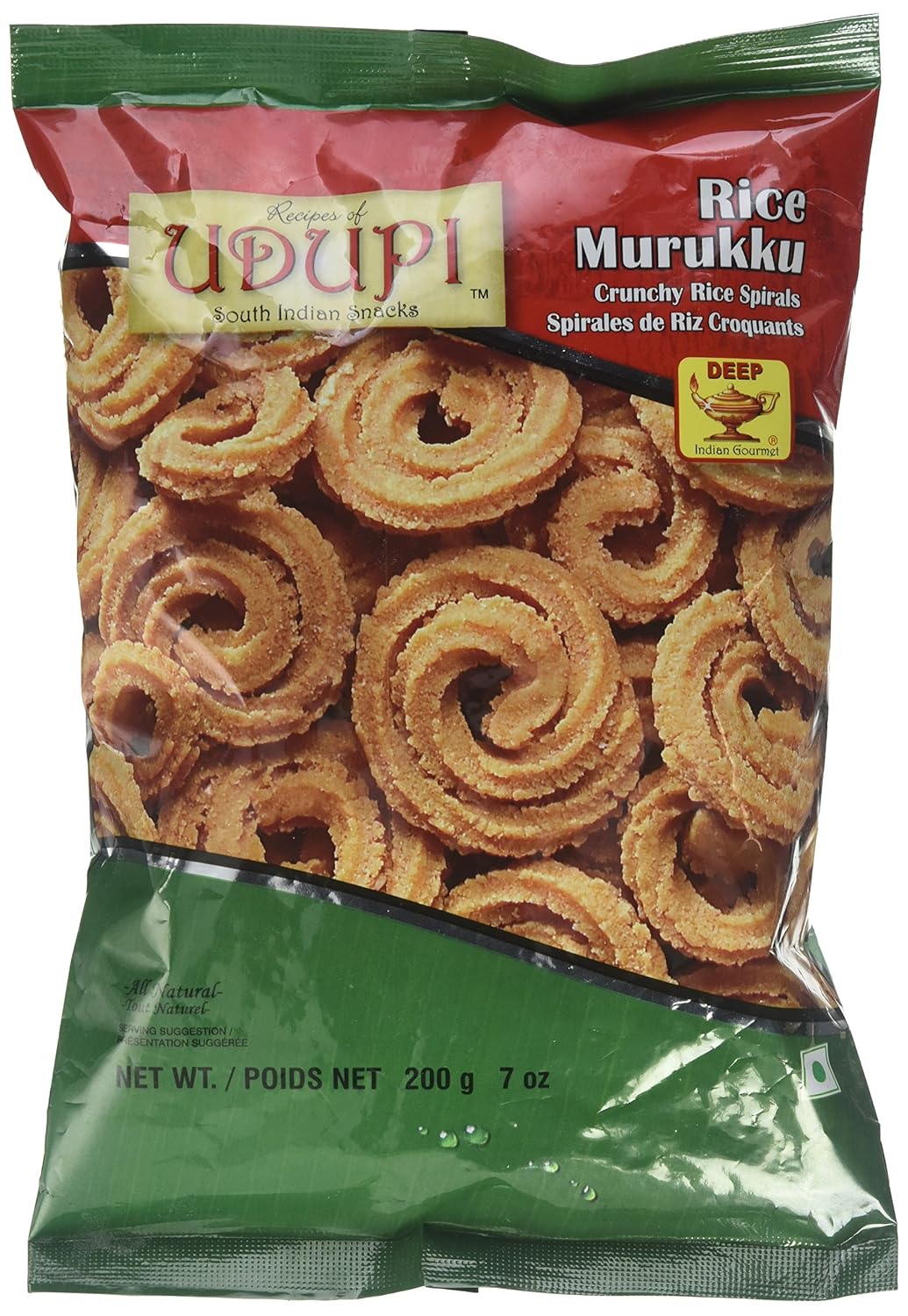 Deep Rice Murukku Snacks - Home style Indian Namkeen - Rice Chakli- Ready to Eat Snacks - 7 Oz