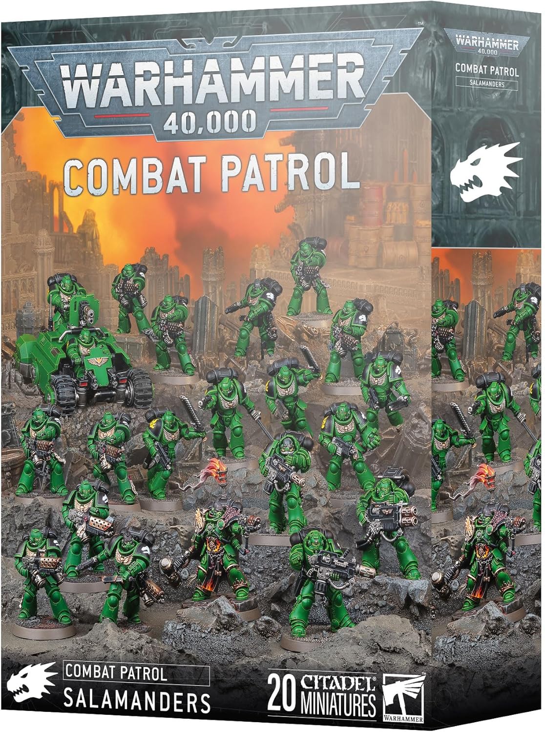 Adrax Agatone Combat Patrol Box – Salamanders Strike Force with Assault Intercessors, Infernus Marines, Eradicators & Invader ATV (Warhammer 40,000)