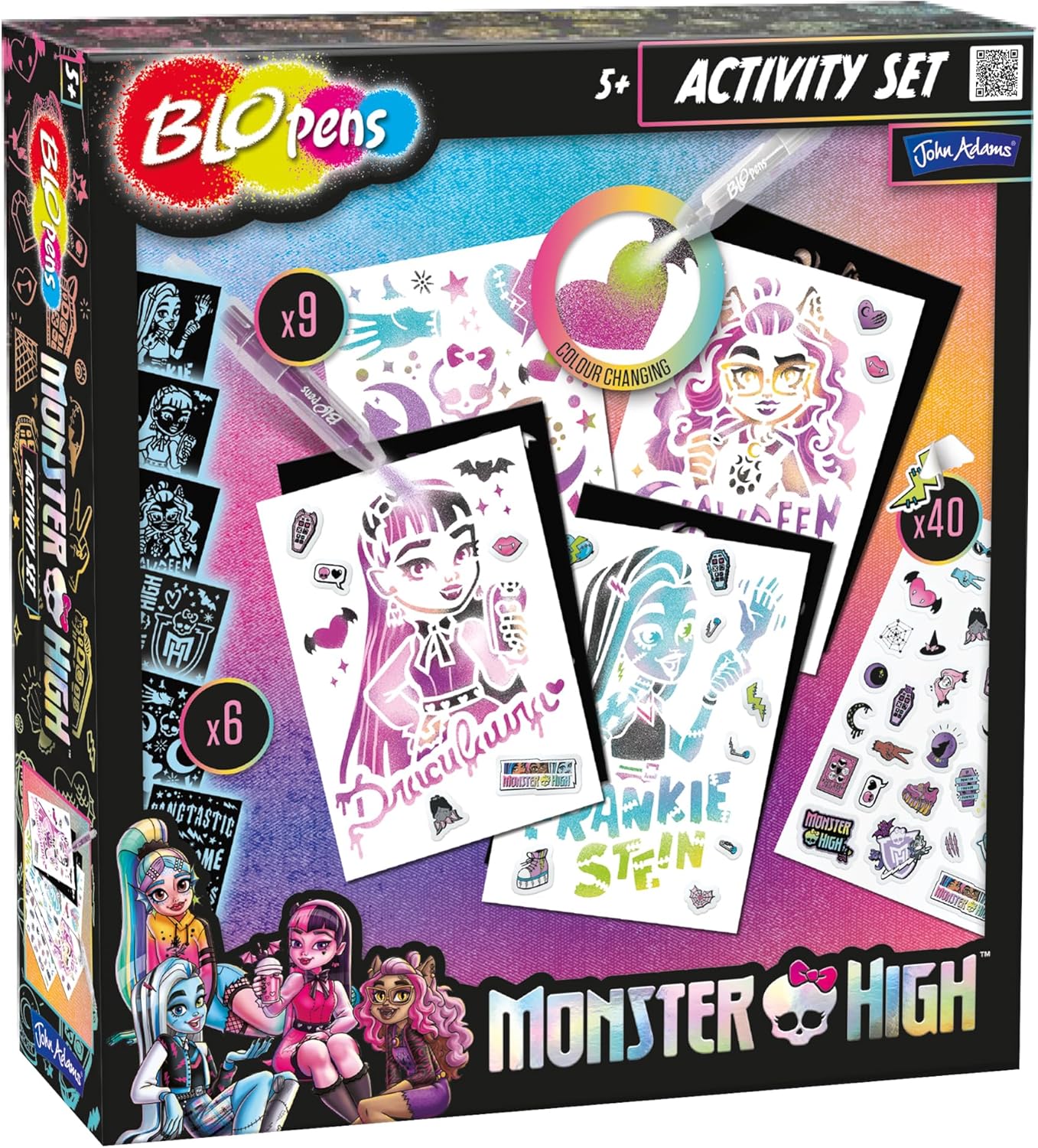 Blopens John Adams Monster High Colouring Activity Set: Arts and Craft Kit, Create Amazing Airbrush Pictures of Monster High Characters, for Ages 5+