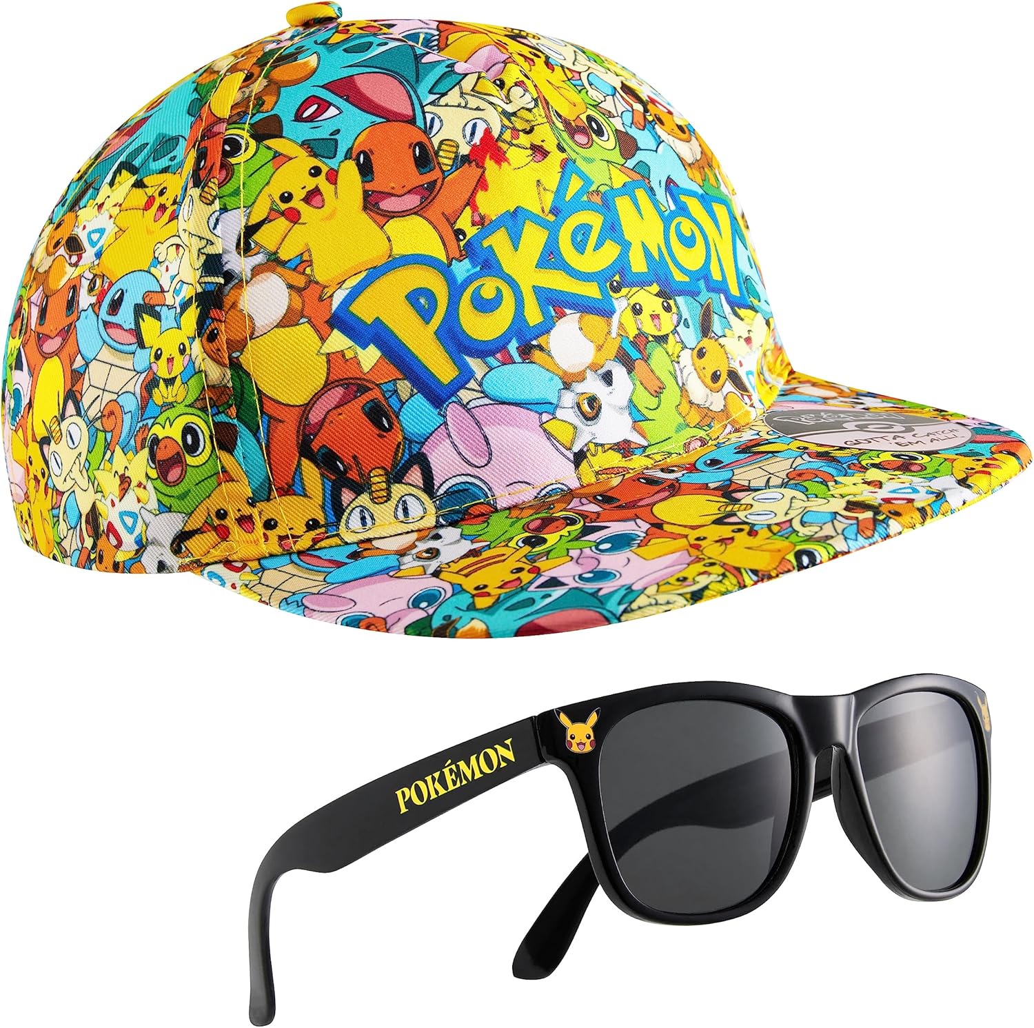 Pokemon Baseball Cap Sunglasses Boys Girls Bucket Hat for Kids Unisex Pikachu Adjustable Strap Summer Accessories