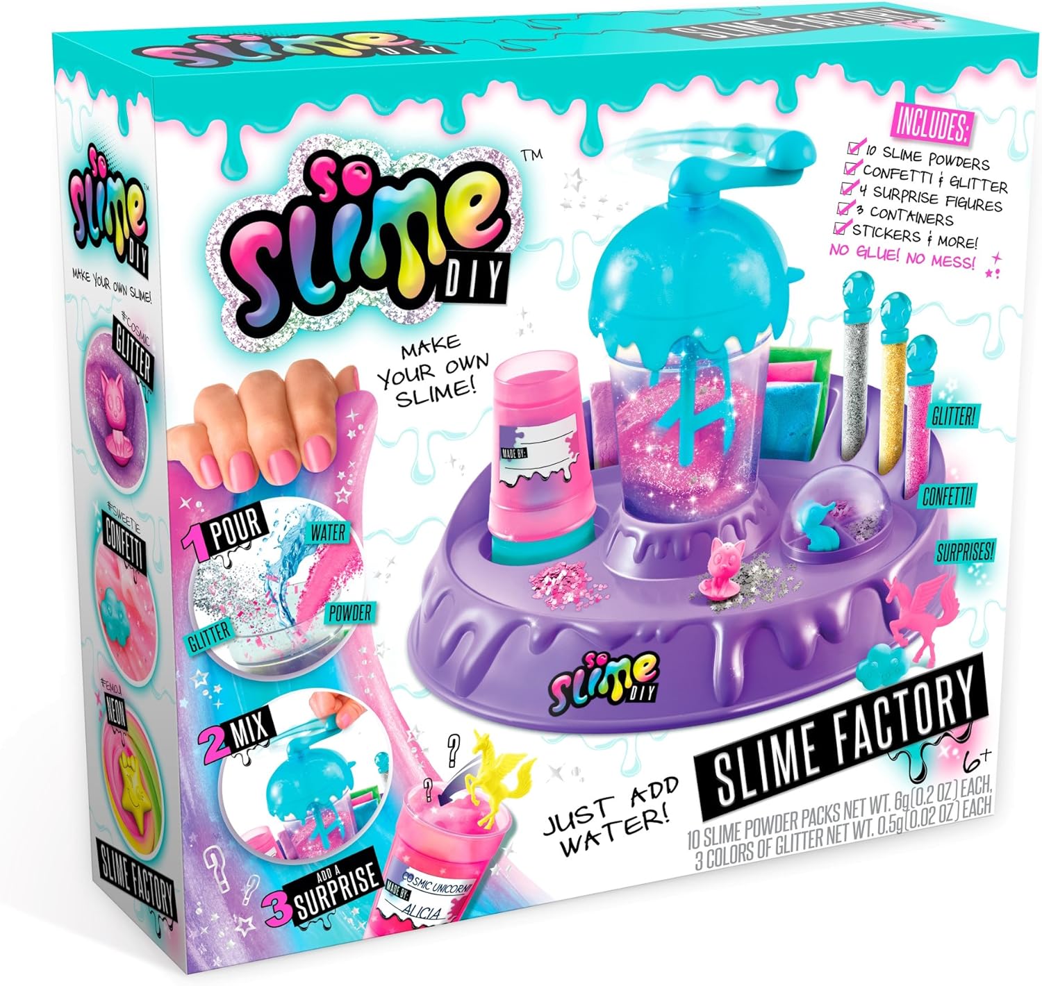 Canal Toys - So Slime DIY - Slime Factory - Make Your Own 10 Slimes Just Add Water No Glue, No Mess; Just Pour, Mix and Add in Surprises