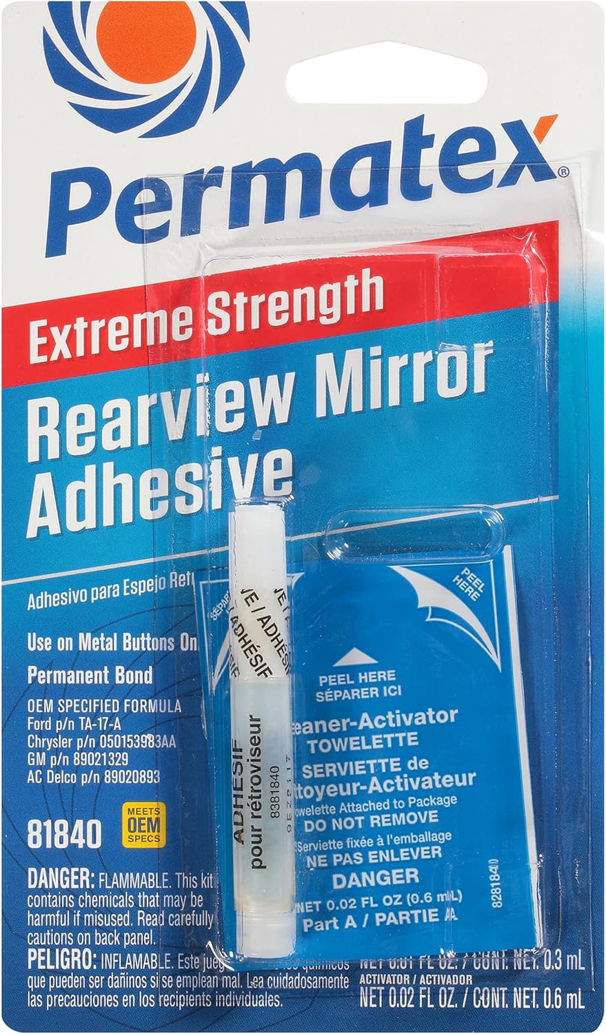 Permatex 81840 Extreme Rearview Mirror Profressional Strength Adhesive Kit , White