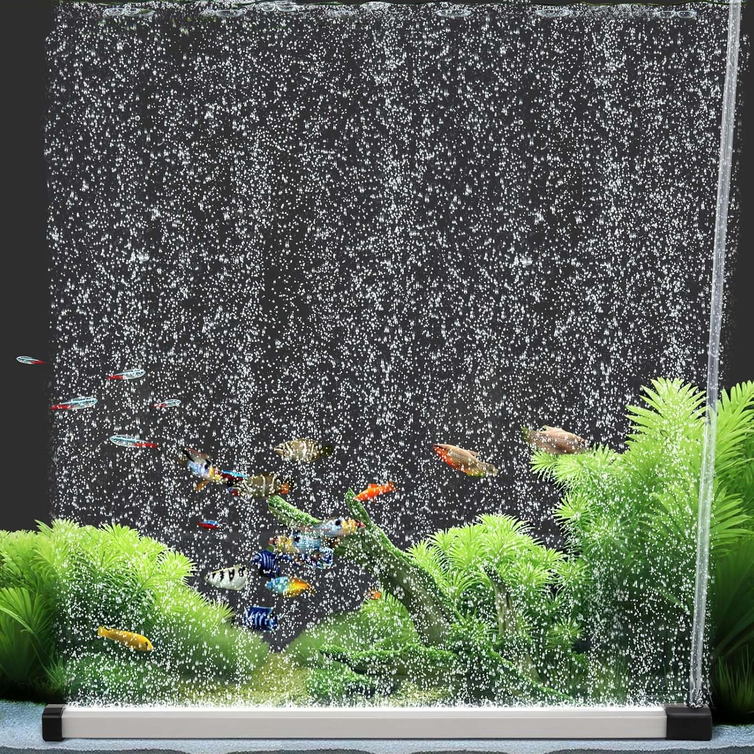 hygger Aquarium Bubble Curtain Wall, Fish Tank Air Bubbler Quiet High Dissolved Oxygen Diffuser Aquarium Air Stone with Air Tubing for Freshwater Saltwater (35cm)
