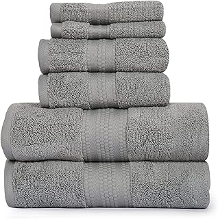 Starleads Luxurious 100% Hygro Cotton 6 Piece Towel Set | Quick Dry | Absorbent | Durable | Softer & Lofter Wash After Wash | Sustainable | 600 GSM | 2 Bath 2 Hand 2 Wash Towels | Color -Grey