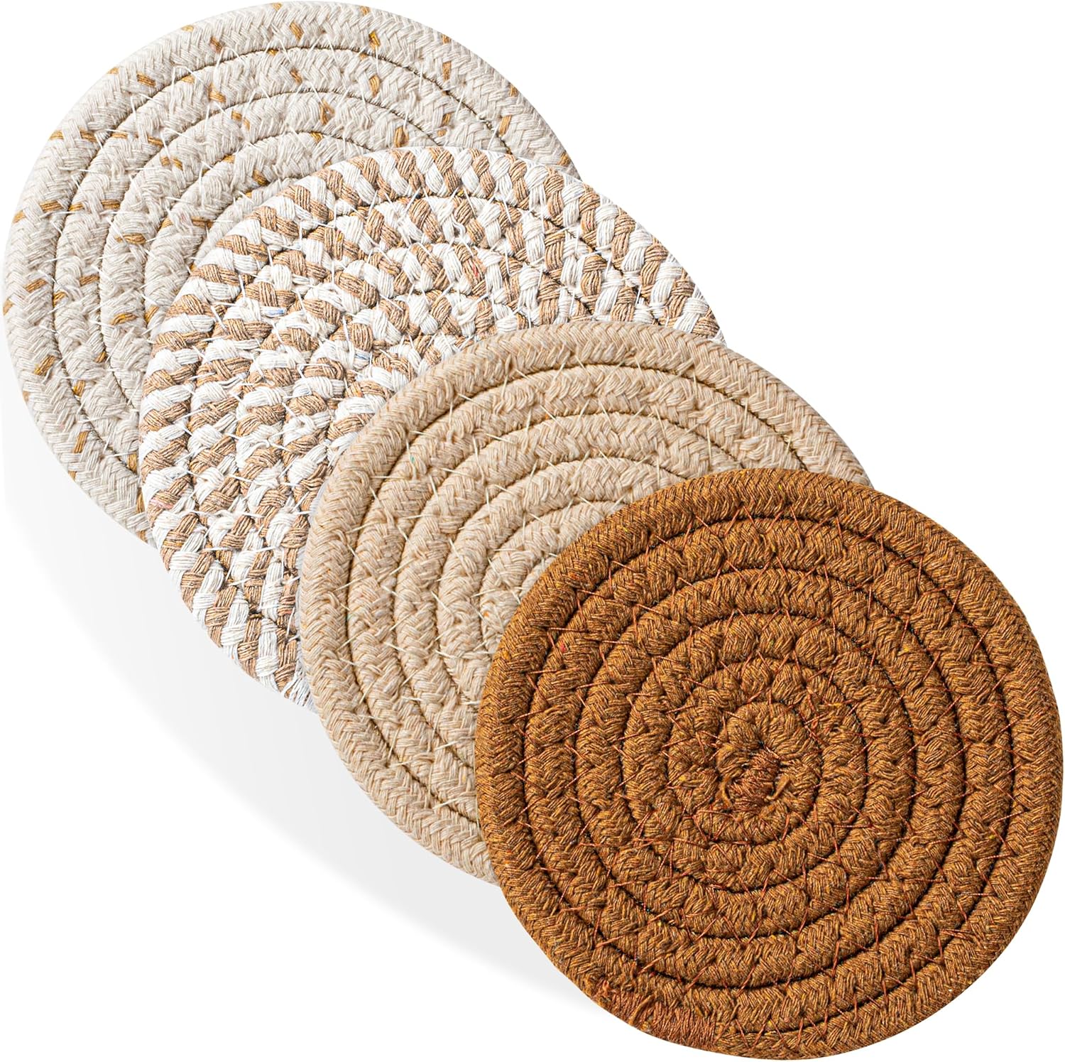 4 Pcs Brown Drink Coasters, 4.3 inch