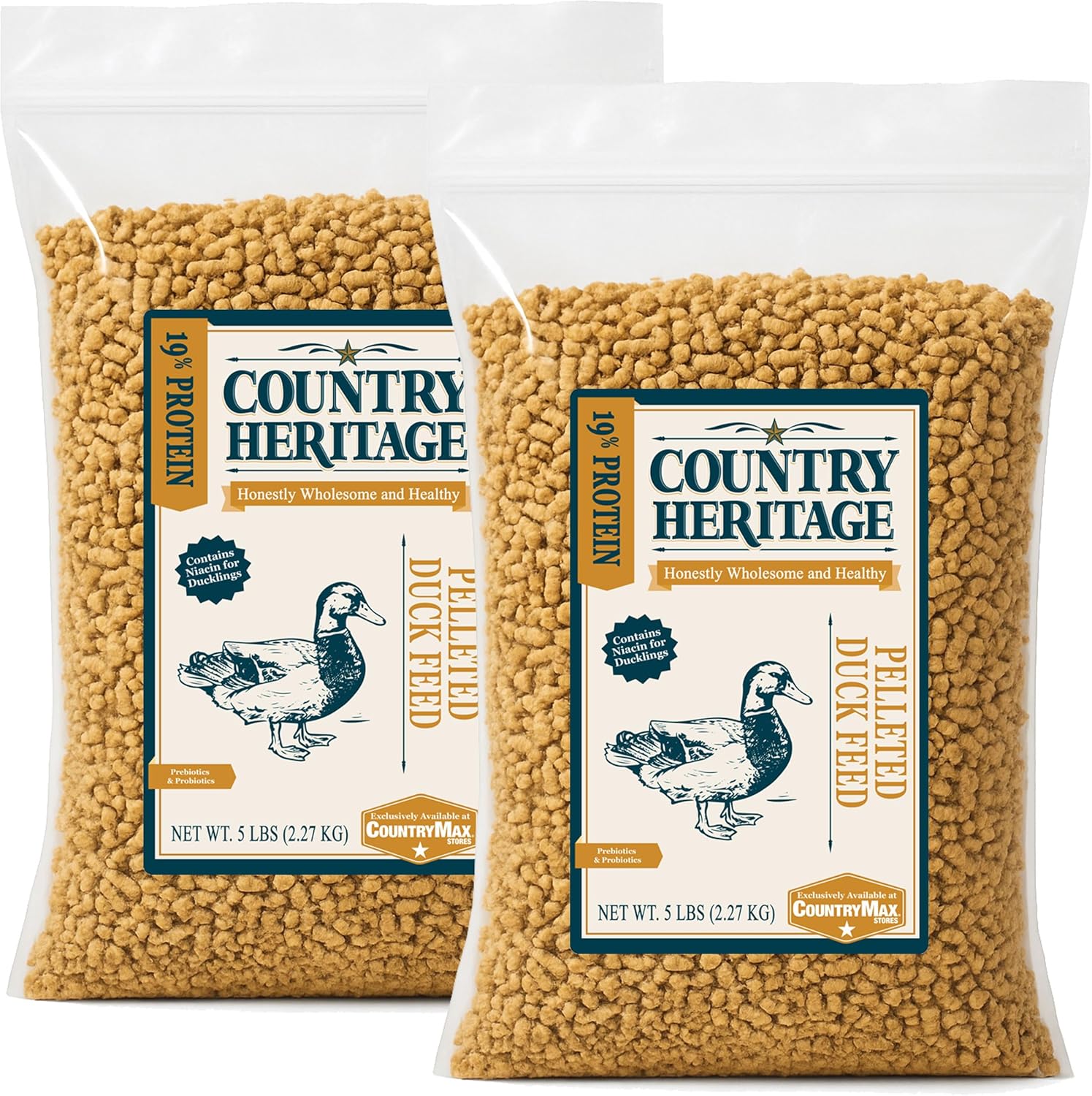 Country Heritage Duck Feed – Pellets for All Life Stages (19% Protein with Prebiotics & Probiotics) (10 Pounds)