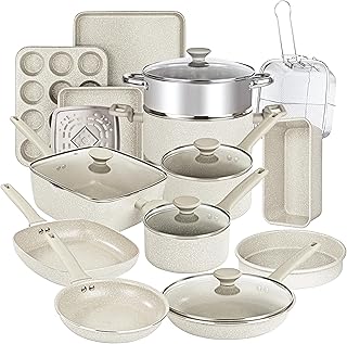 Granitestone 20 Pc Pots and Pans Set Non Stick, Kitchen Cookware Sets, Non Stick Pots and Pan Set, Pot and Pan Set, Diamond Coated Nonstick Cookware Set, Non Toxic Cookware Set, Dishwasher Safe
