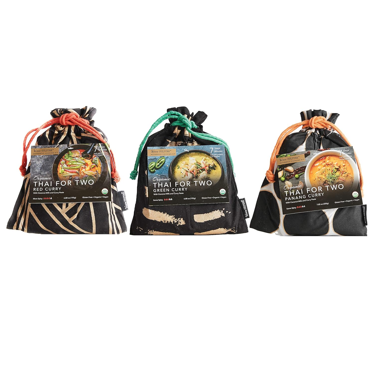 Verve Culture Thai for Two - Organic Thai Curry Cooking Sampler Kit | USDA Organic, Vegan, Gluten-Free | Made in Thailand