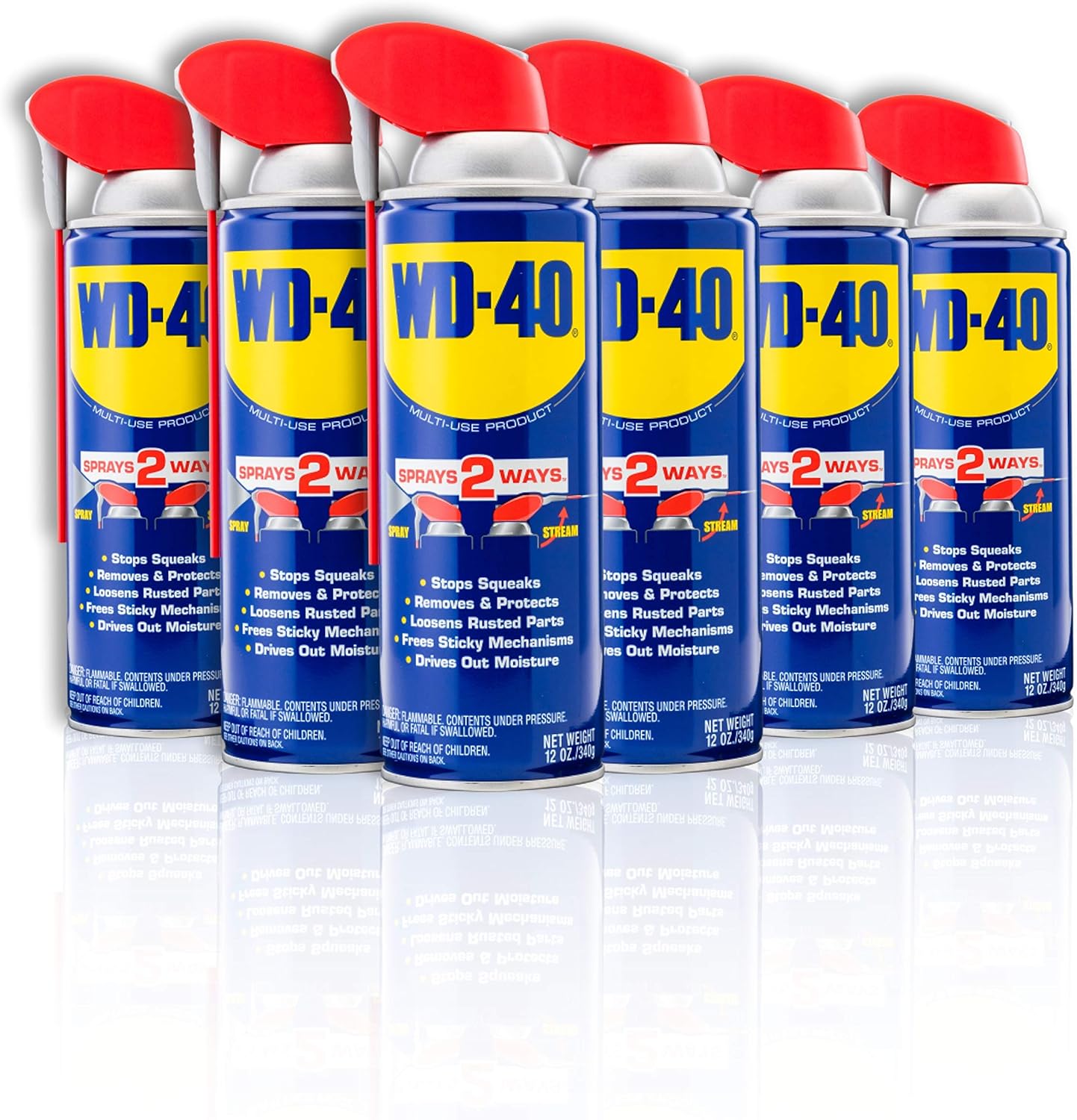 WD-40 Original Formula, Multi-Use Product with Smart Straw Sprays 2 Ways,12 OZ [6-Pack]