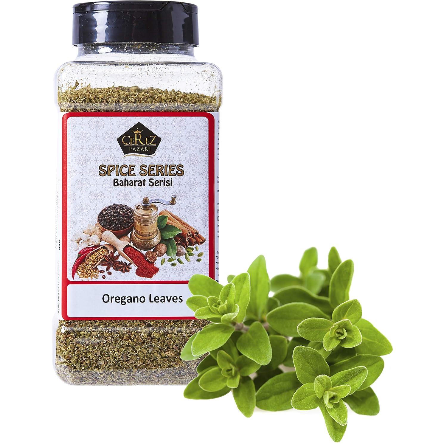 Cerez Pazari Oregano Leaves, Premium Grade Bulk Oregano, Natural & Freshly Packed Whole Seasoning, Non-GMO, Gluten-Free, No Preservatives, Easy To Use Flapper Spice Cap, 5.3 oz.