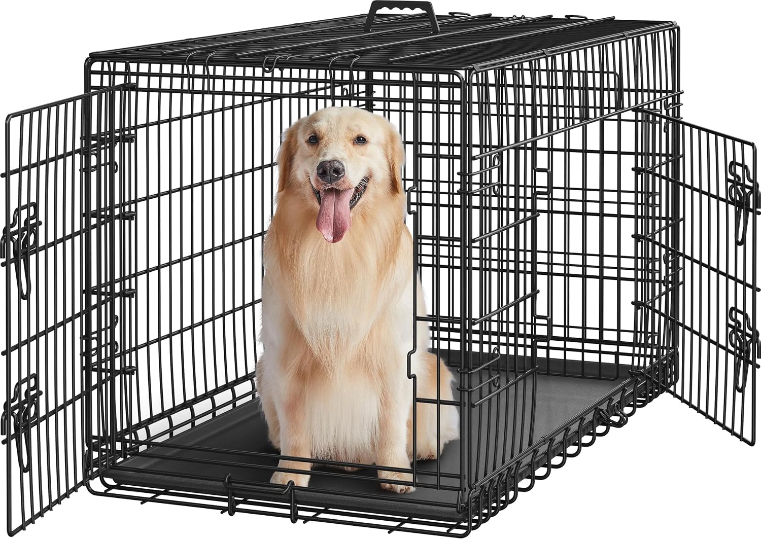 Yaheetech 42inch Double Door Dog Crate w/Divider, Collapsible Metal Kennel